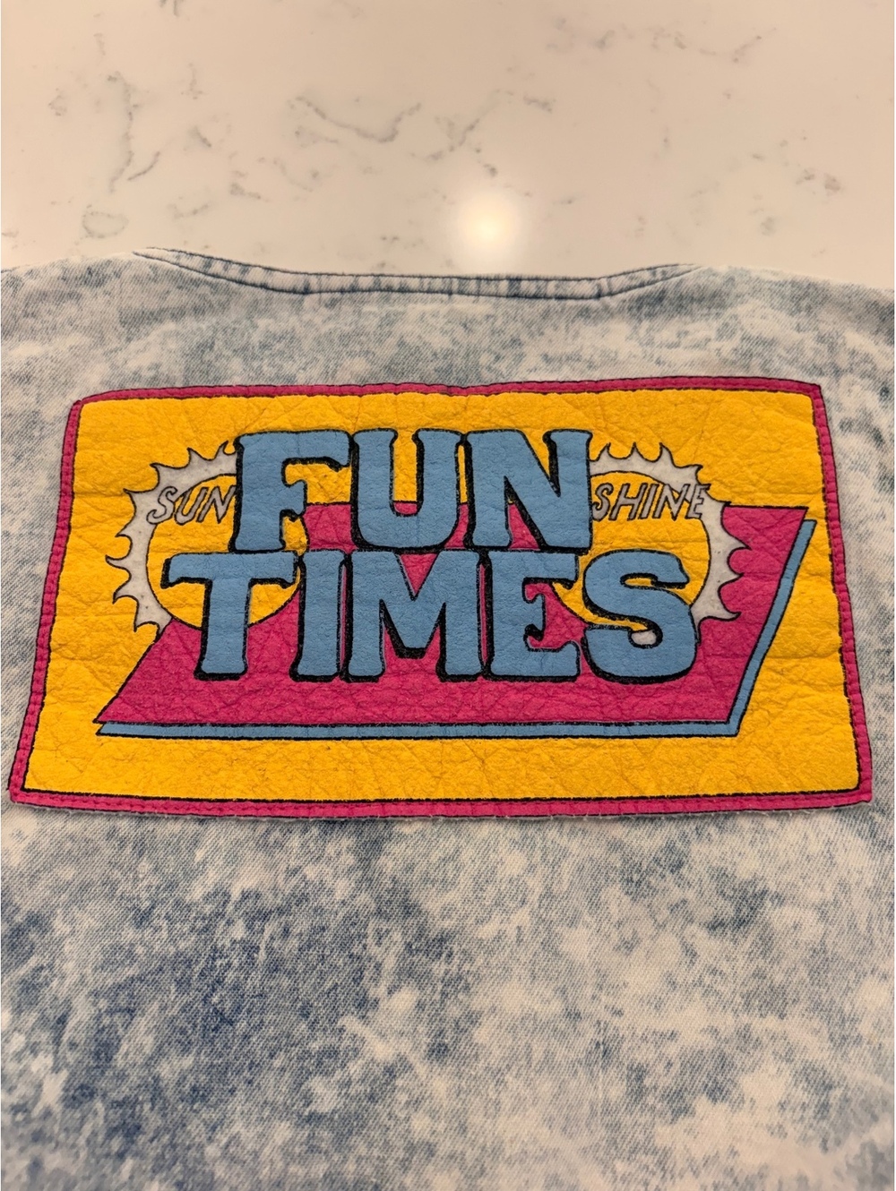 1980s CHAMS Acid Wash Denim Jacket with Fun Times Patch